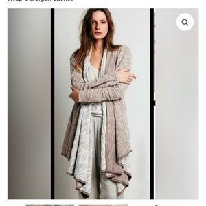 Free People Beige In the Loop Open Front French Terry Cardigan Size S